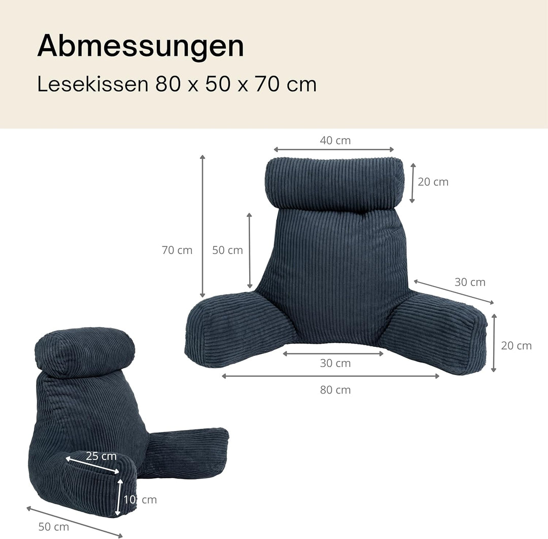 bananair – Lesekissen für Bett und Sofa aus Cord – Abnehmbare, Maschinenwaschbare Hülle – Weich & Ko