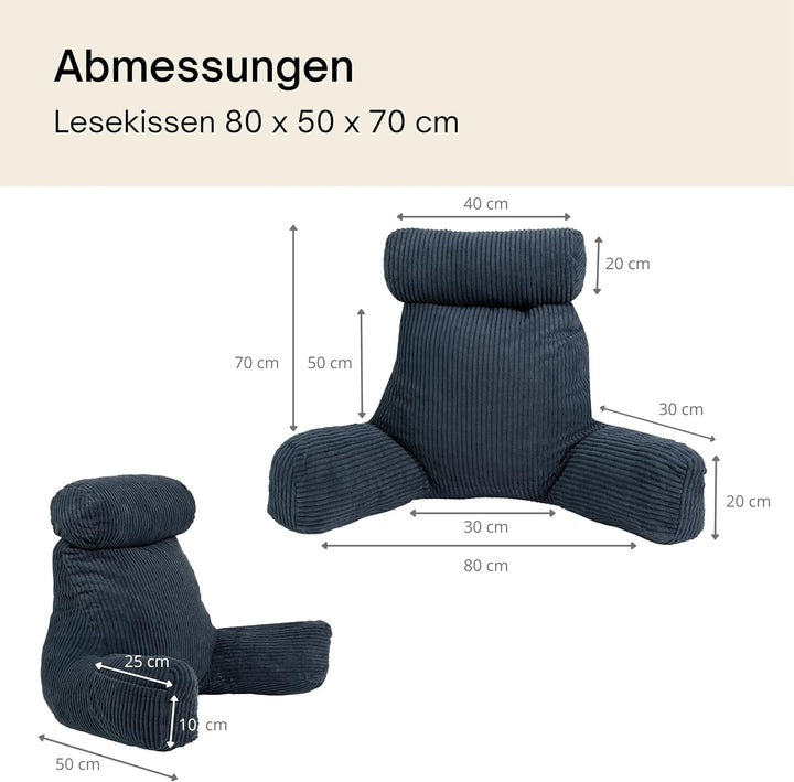bananair – Lesekissen für Bett und Sofa aus Cord – Abnehmbare, Maschinenwaschbare Hülle – Weich & Ko