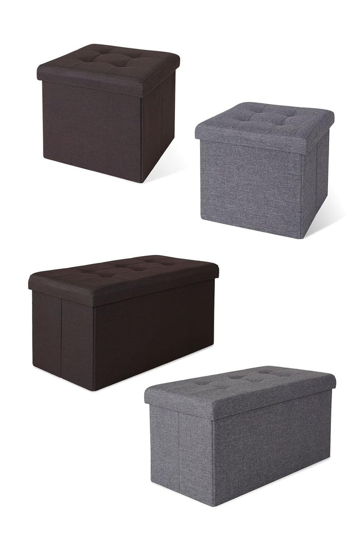 dibea Sitzhocker faltbar max 300 kg Leinen, 76x38x38 cm grau, 76x38x38 cm Grau