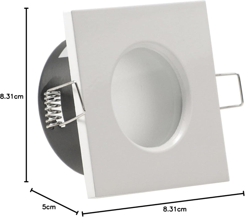 trendlights24 Aqua Base IP65 Bad LED Einbaustrahler 230V Weiss eckig 3 Stufen dimmbar ultra flach 50