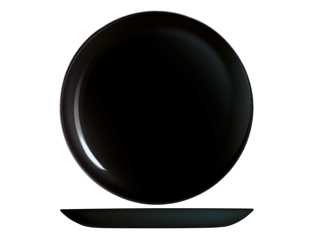 H&h premiere set 6 piatti piani, vetro, nero, 27cm