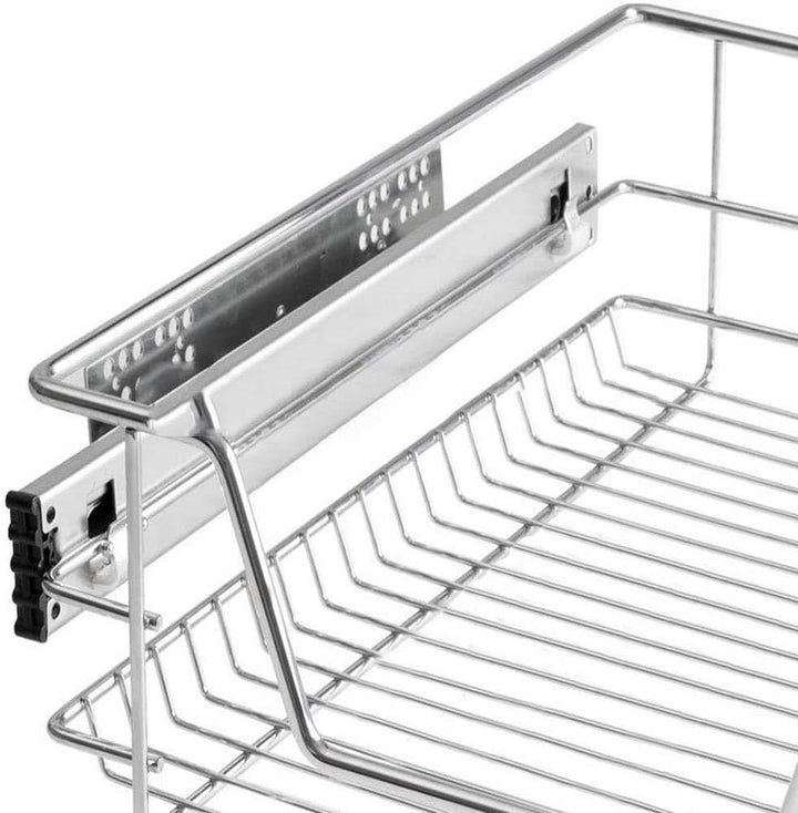 Vigevee 2x Küchen Regal Teleskopschublade 40cm Teleskopschublade Küchenschublade 25kg Belastbar Tele