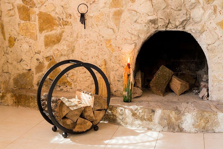 DanDiBo Kaminholzregal Kaminholzständer Rund D-55 cm Holzkorb Kaminholzhalter Holzregal