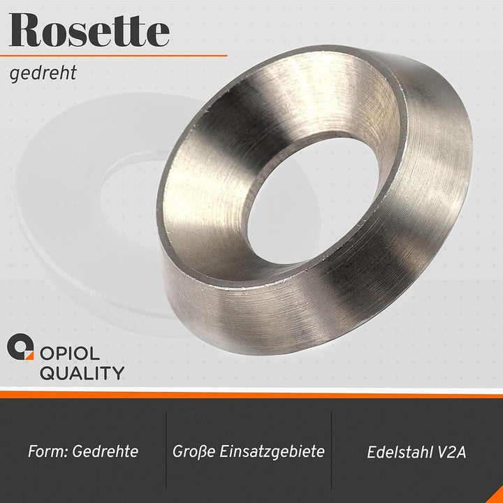 OPIOL QUALITY® Rosette gedreht M6 aus Edelstahl V1A A1 (100 Stück) für Senkkopfschrauben Rosetten Zi
