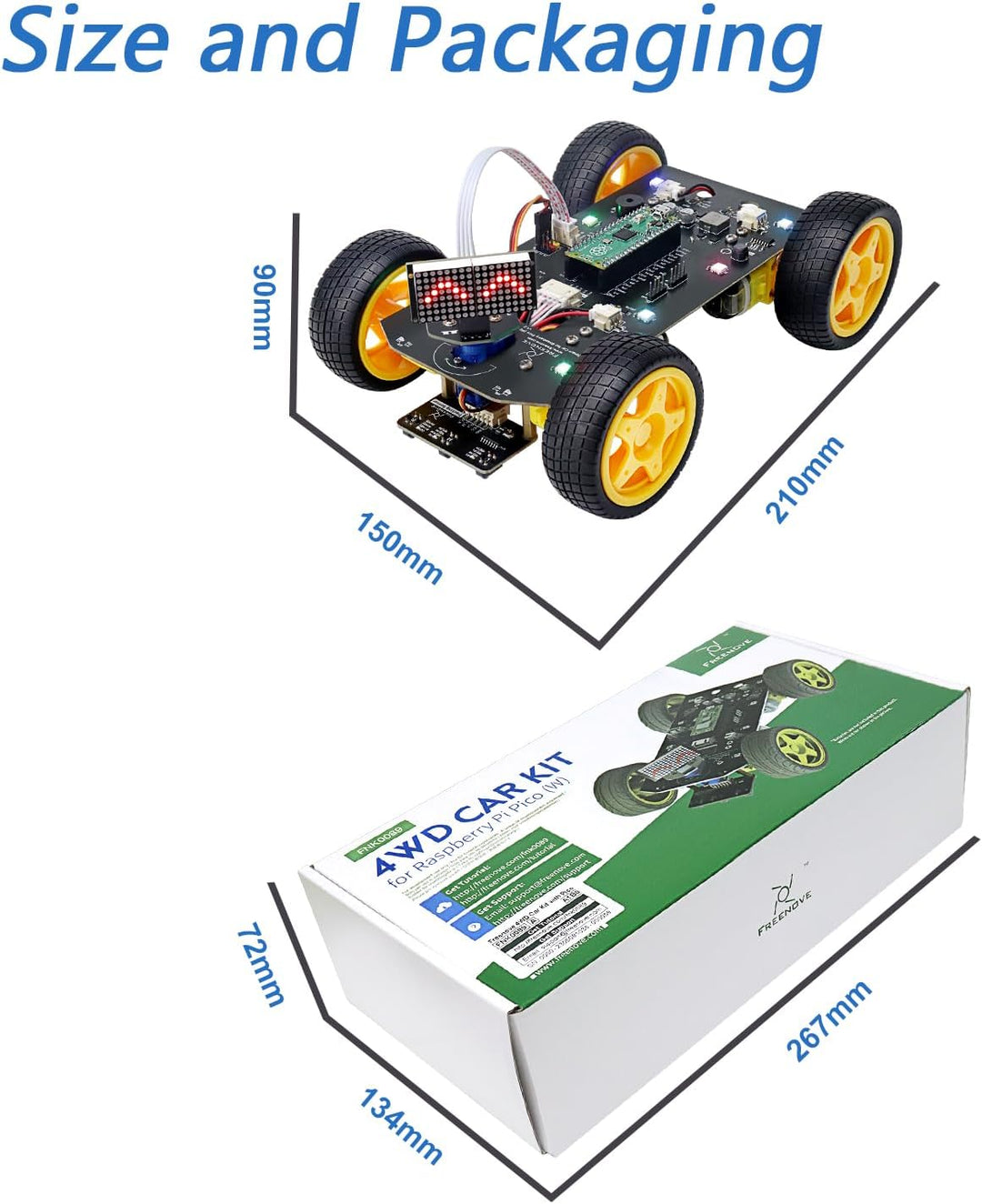 Freenove 4WD Car Kit for Raspberry Pi Pico (Included) (Compatible with Arduino IDE), Dot Matrix Expr