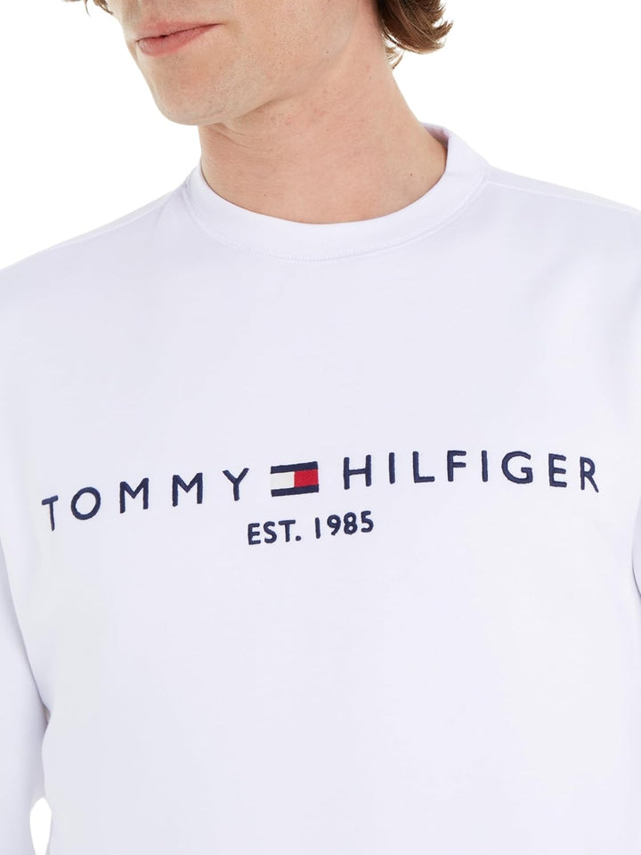 Tommy Hilfiger Herren Sweatshirt Tommy Logo ohne Kapuze L Weiss, L Weiss
