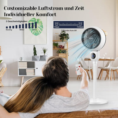 HOHAOO Standventilator 82cm | 3 Geschwindigkeitsstufen | Oszillationsfunktion 90° 120° | Fernbedienu