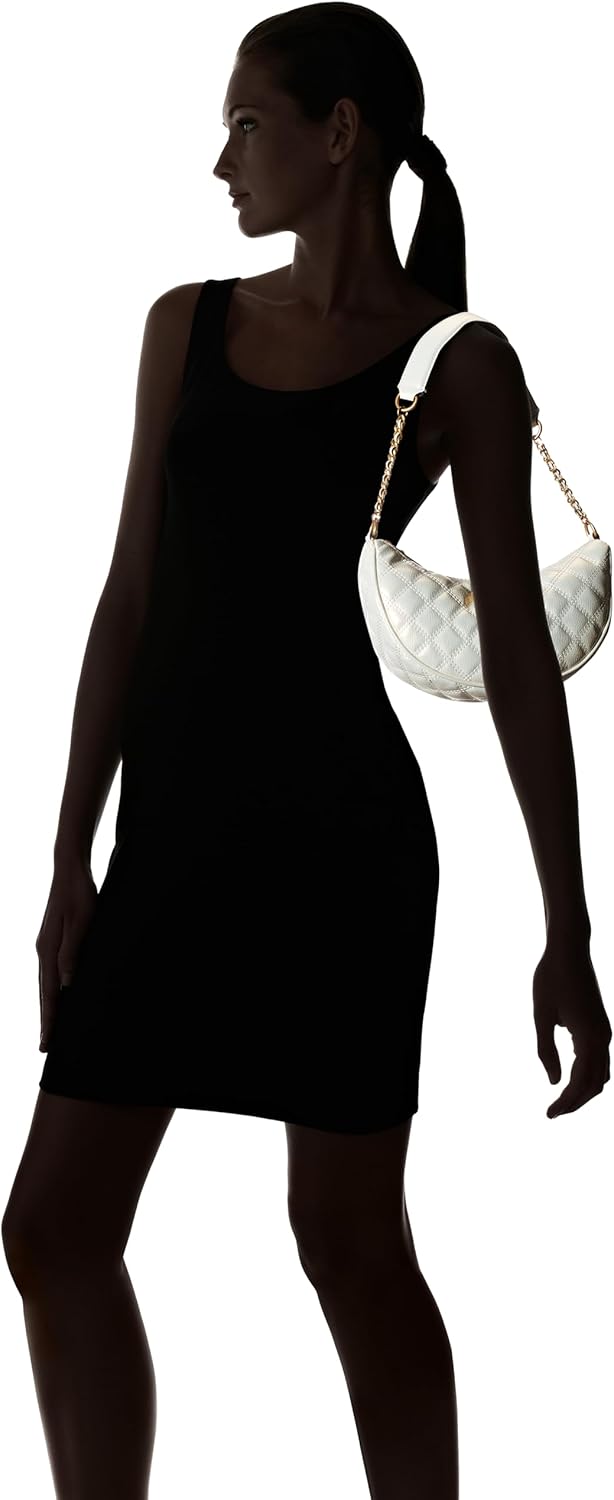 GUESS Damen Giully Top Zip Shoulder Schultertasche, Reissverschluss Oben, Elfenbein