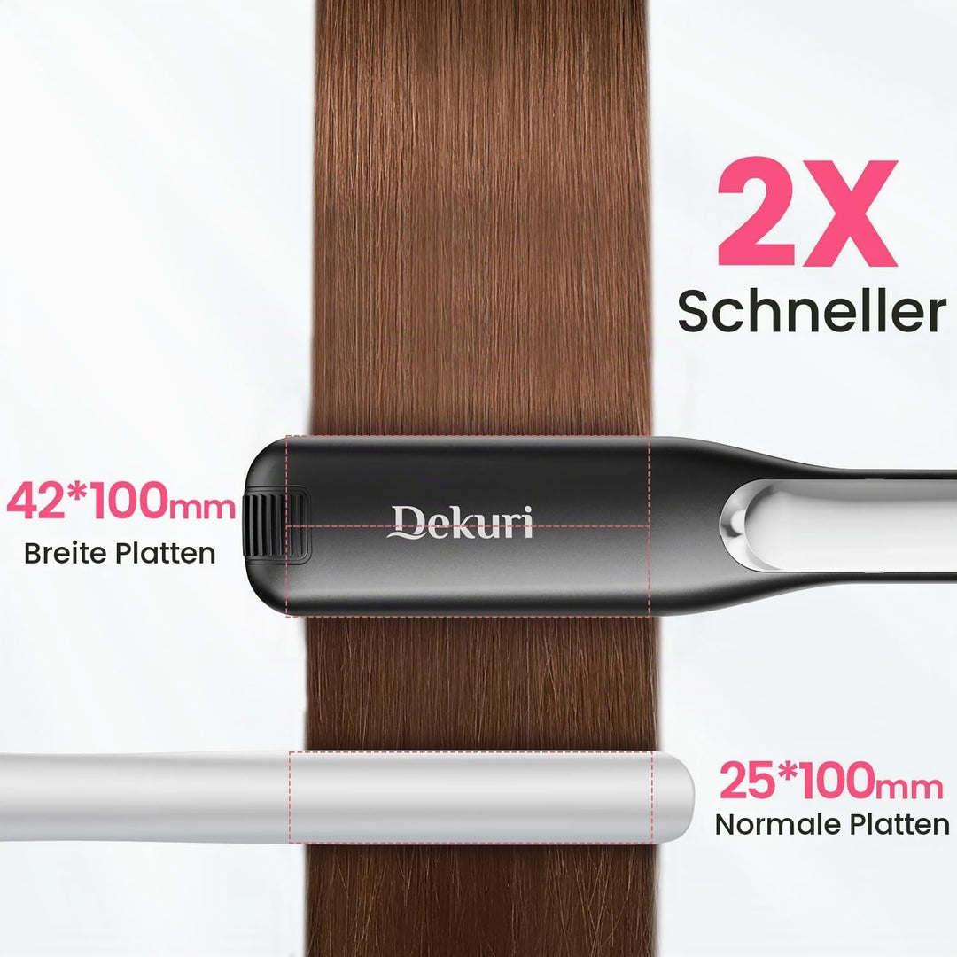 Dekuri Glätteisen, 42 mm breite Platten, wasserbasierter Keramik-Glätteisen Locken und Glätten, Haar