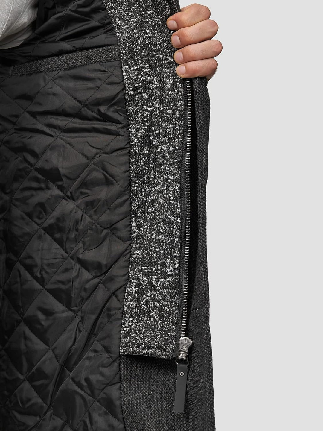 Indicode Herren Cliff Kurzmantel mit Stehkragen | Wollmantel Herrenmantel Mantel S Black mix, S Blac