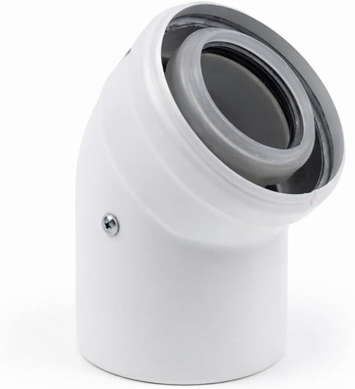 45° Konzentrisches Luft/Abgasbogen Ø 80/125 mm, Innen Kunststoff PP/Aussenrohr Kunststoff PP. DN 80/
