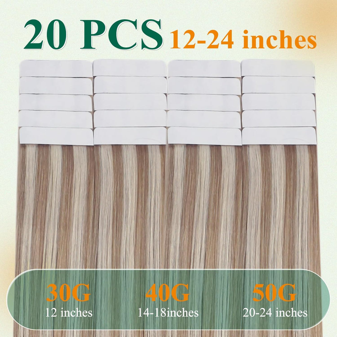 Easyouth Invisible Tape Extensions Echthaar Balayage Echthaar Extensions Tape Aschblond Mischen Sie