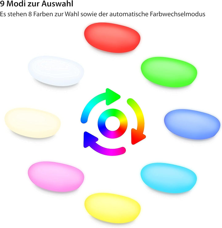 Solarlampen für Aussen, wasserdichte Kugelleuchte im Stein-Design & Milchglas-Optik, 8+1 Farben, aut
