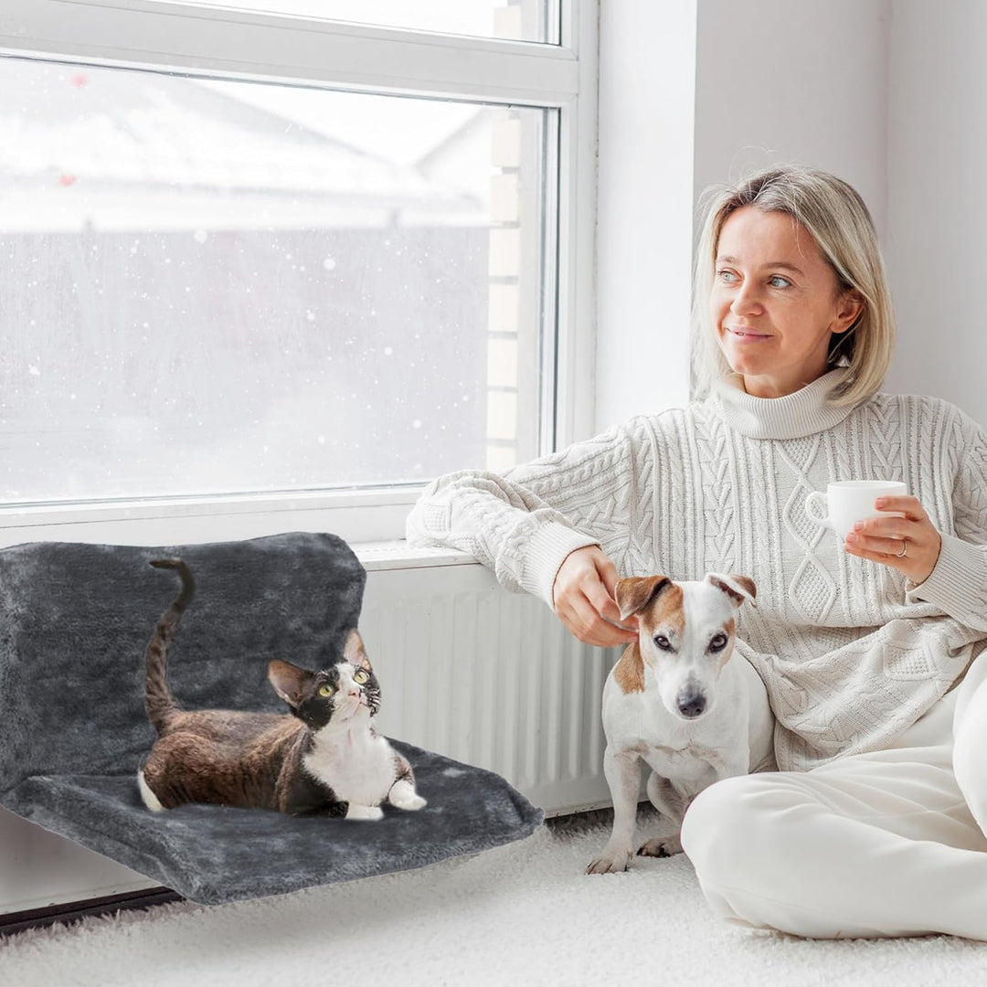 Katzen-Fensterstange, Katzen-Fenster-Hängematte, Katzenheizungsbett mit starkem Metallrahmen, warmes