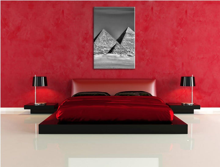 Pixxprint Monocrome, Beeindruckenden Pyramiden von Gizeh, Format: 100x70 auf Leinwand, XXL riesige B