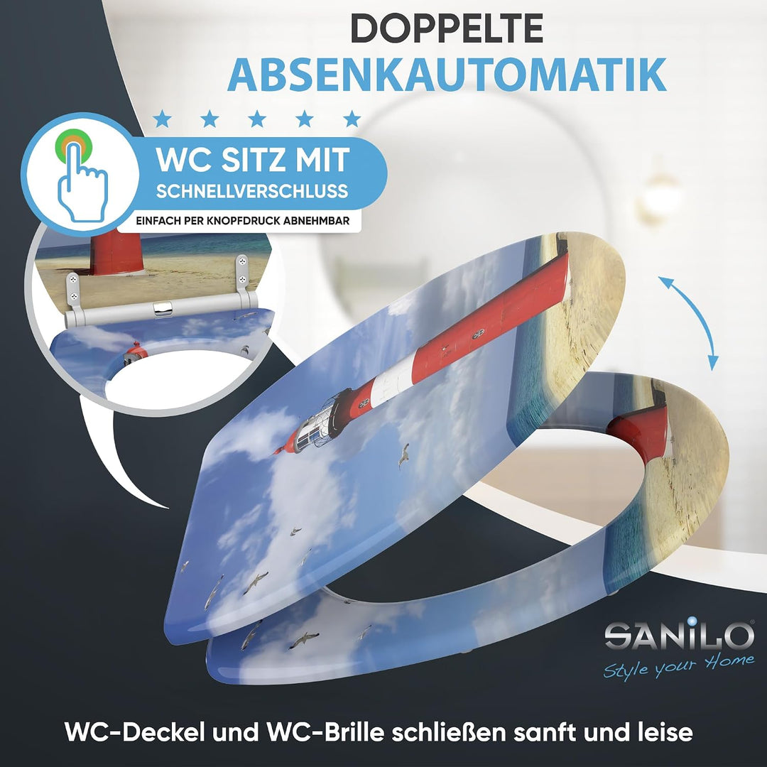 Sanilo WC-Sitz mit Absenkautomatik I Hochwertiger Toilettensitz aus Holz I Toilettendeckel in versch