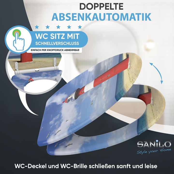 Sanilo WC-Sitz mit Absenkautomatik I Hochwertiger Toilettensitz aus Holz I Toilettendeckel in versch