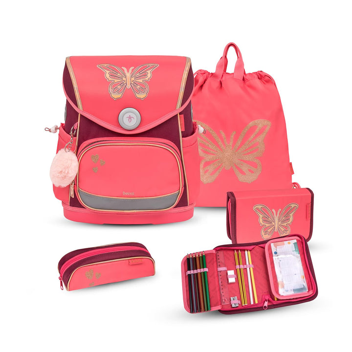 Belmil Premium Compact Plus ergonomisches Schulranzen Set 5 - teilig, AGR, Brustgurt, Hüftgurt, Magn