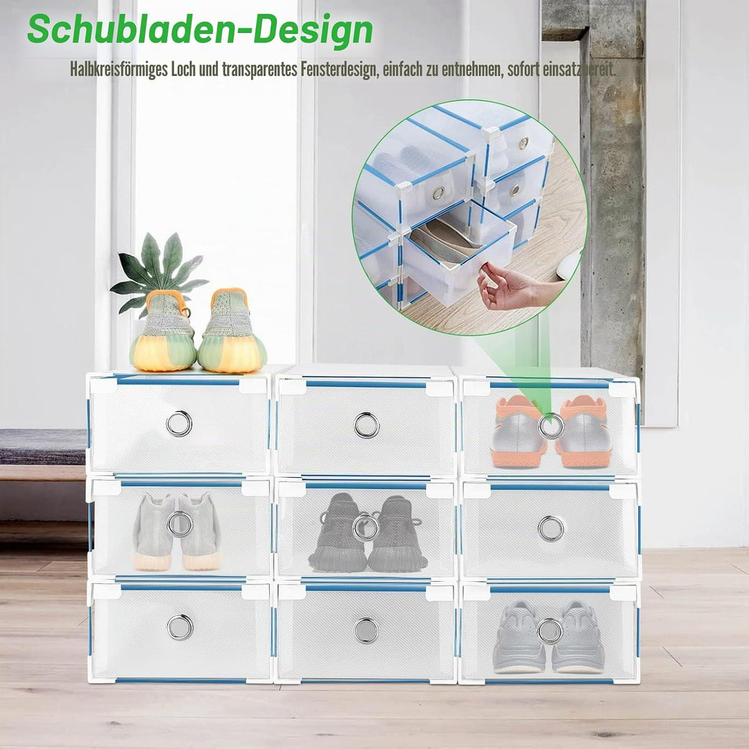 10Stück Set Schuhboxen Schuhkasten Schuhkarton Schuhaufbewahrung Aufbewahrungsbox mit Deckel Transpa