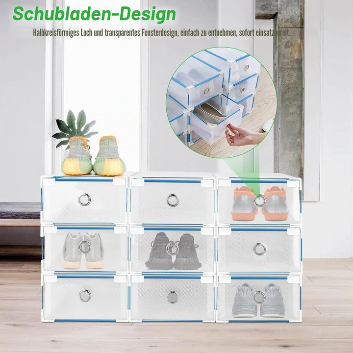10Stück Set Schuhboxen Schuhkasten Schuhkarton Schuhaufbewahrung Aufbewahrungsbox mit Deckel Transpa
