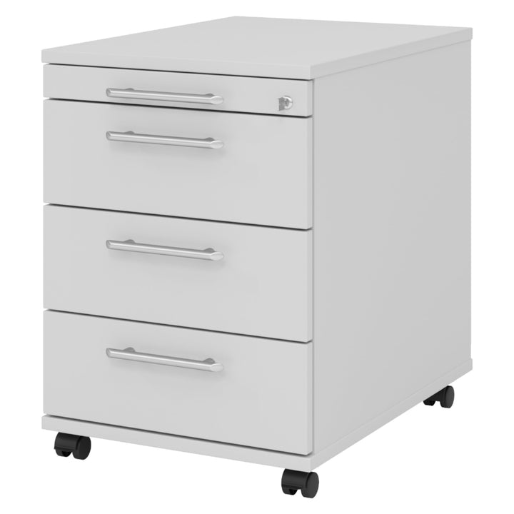 Bümö® Rollcontainer mit 3 Schüben & Schloss | Bürocontainer aus Holz | Tischcontainer mit Rollen | i