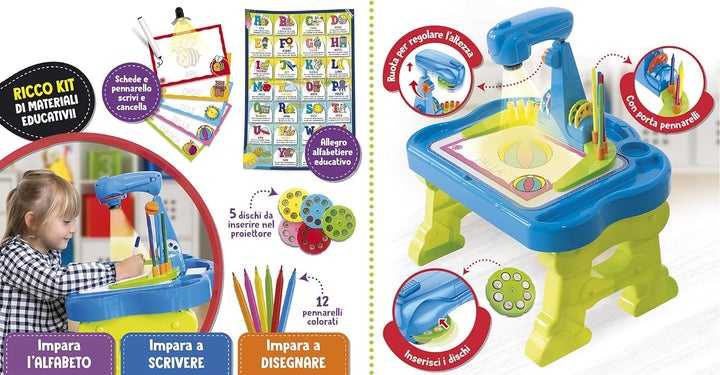 Liscianigiochi 97135 Carotina Bankett Led Schule Schreiben, Pädagogischer Projektor, bunt