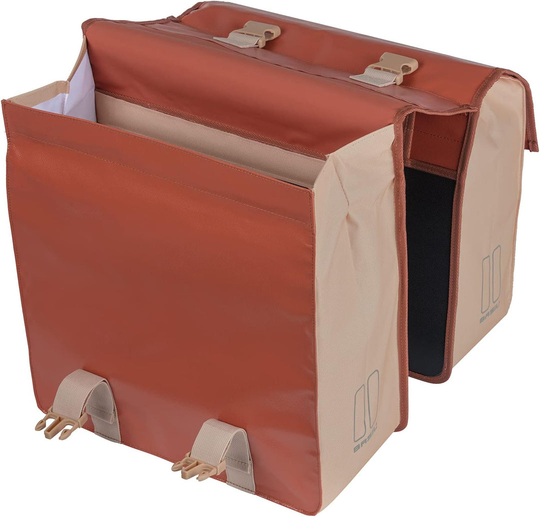 Basil Double Bicycle Bag Urban Load Terra Red/Rose - 48-53 Liter - Tarpaulin 40,5X17,5X46