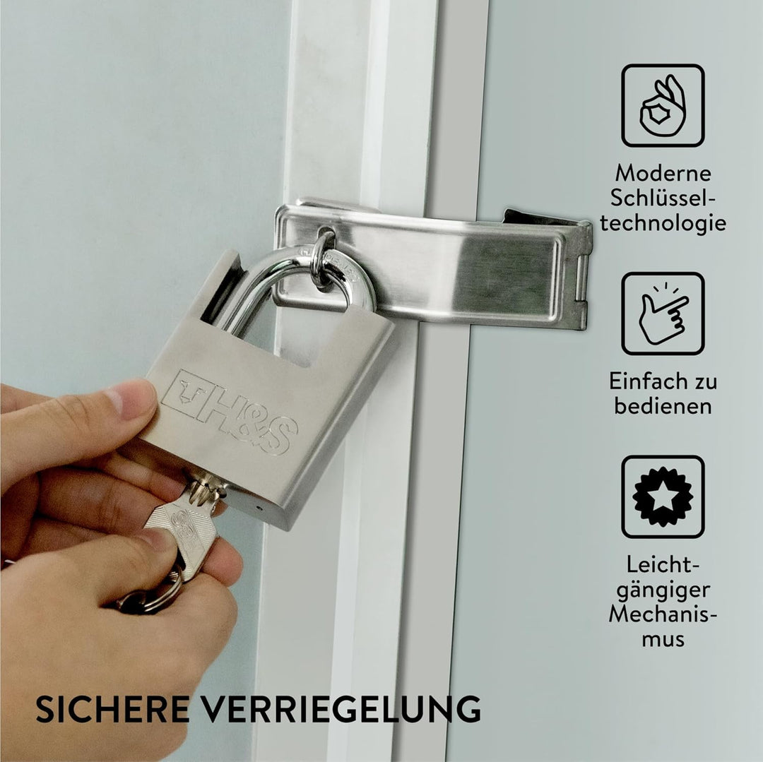 H&S 2er Pack Vorhängeschloss mit Schlüssel - 60mm Schloss Set mit 5 Schlüsseln - 2er Set Robustes Lo
