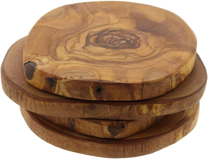 HOFMEISTER® Untersetzer 4er Set Olivenholz - Glasuntersetzer aus Holz aus 4 Olivenholzscheiben - Nat