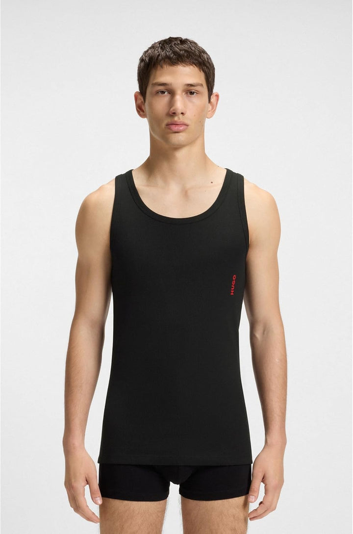 HUGO Herren Tank TOP Twin Pack Zweier-Pack Tanktops aus Stretch-Baumwolle mit Logo S New - Black1, S