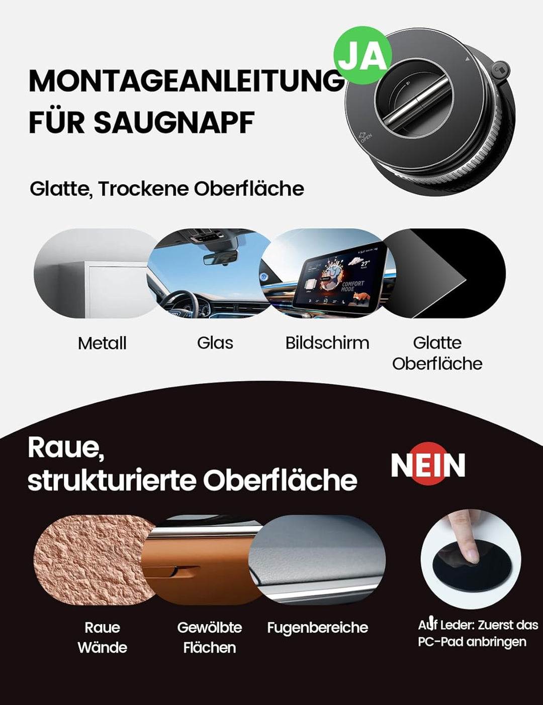 Lamicall Magnetische Handyhalterung Auto für Magsafe Autohalterung - [Vakuum Saugnapf & 24X Magnet]