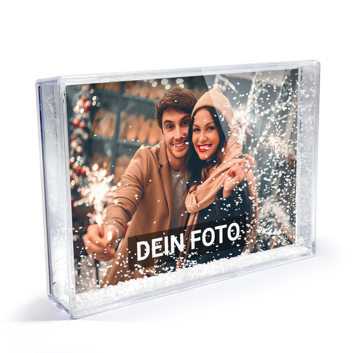 PhotoFancy® - Personalisierter Schüttelrahmen mit Foto - 3D Bilderrahmen mit Füllung aus Schnee mit