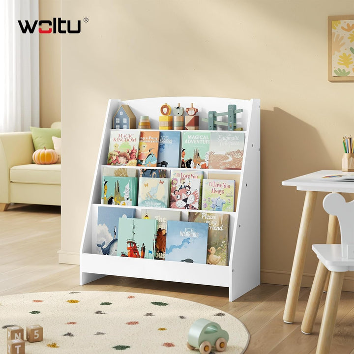 WOLTU Kinderbücherregal für Kinderzimmer Kindergarten, Bücherregal Kinder mit 4 Ebenen, Kinderregal
