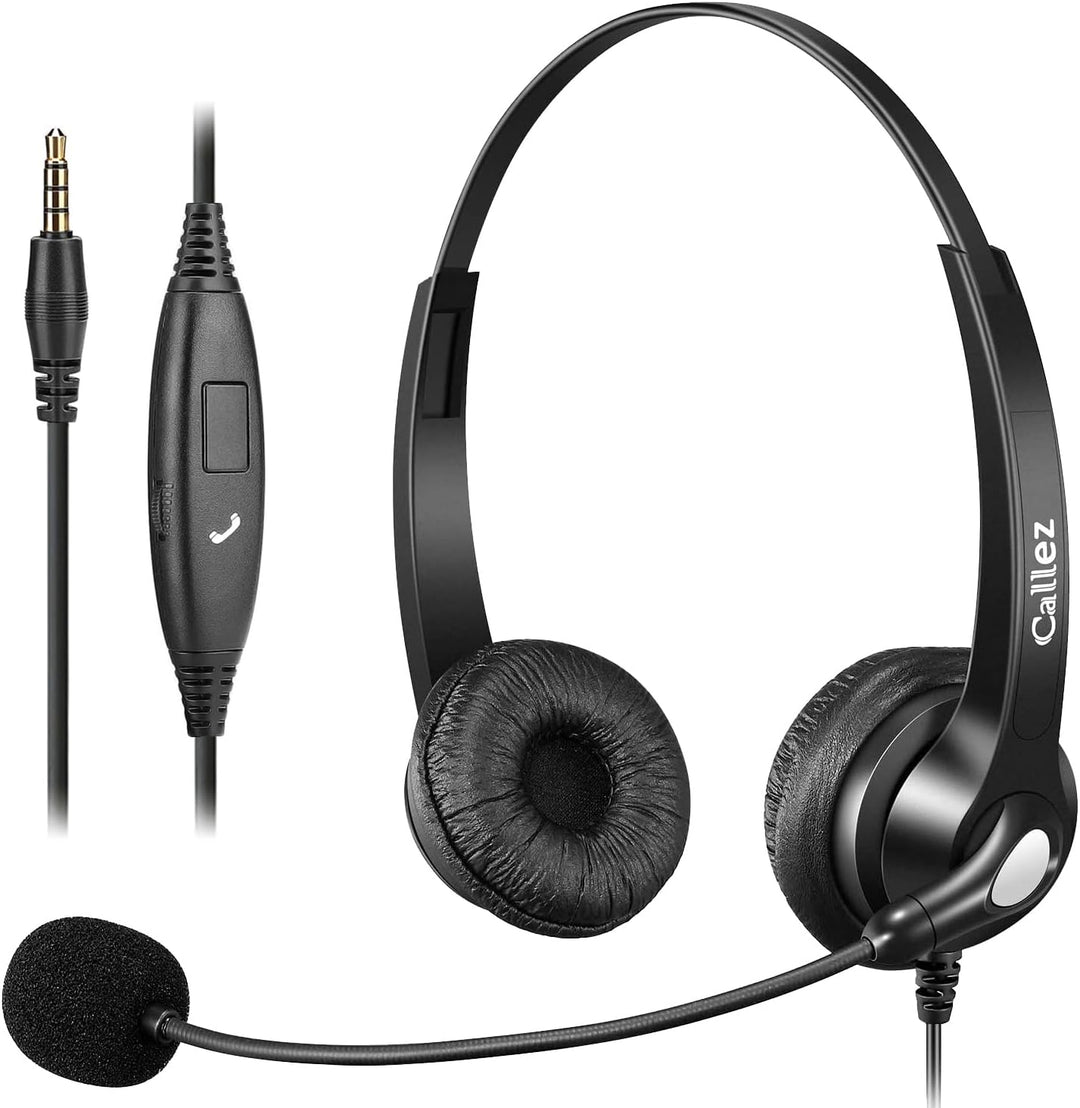 3,5mm Klinke Headset Handy mit Mikrofon Noise Cancelling & Lautstärkeregler, Kopfhörer PC für FritzF