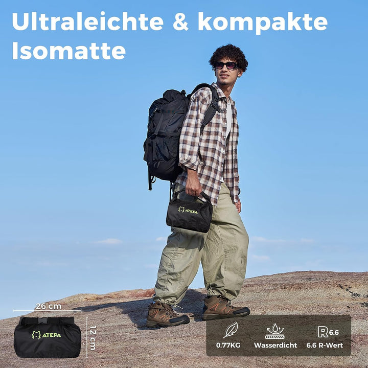 ATEPA ThermAir Pro Isomatte Ultraleicht für Camping &amp; Backpacking, 6.6 R-Wert Isolierte Luftmatte mi