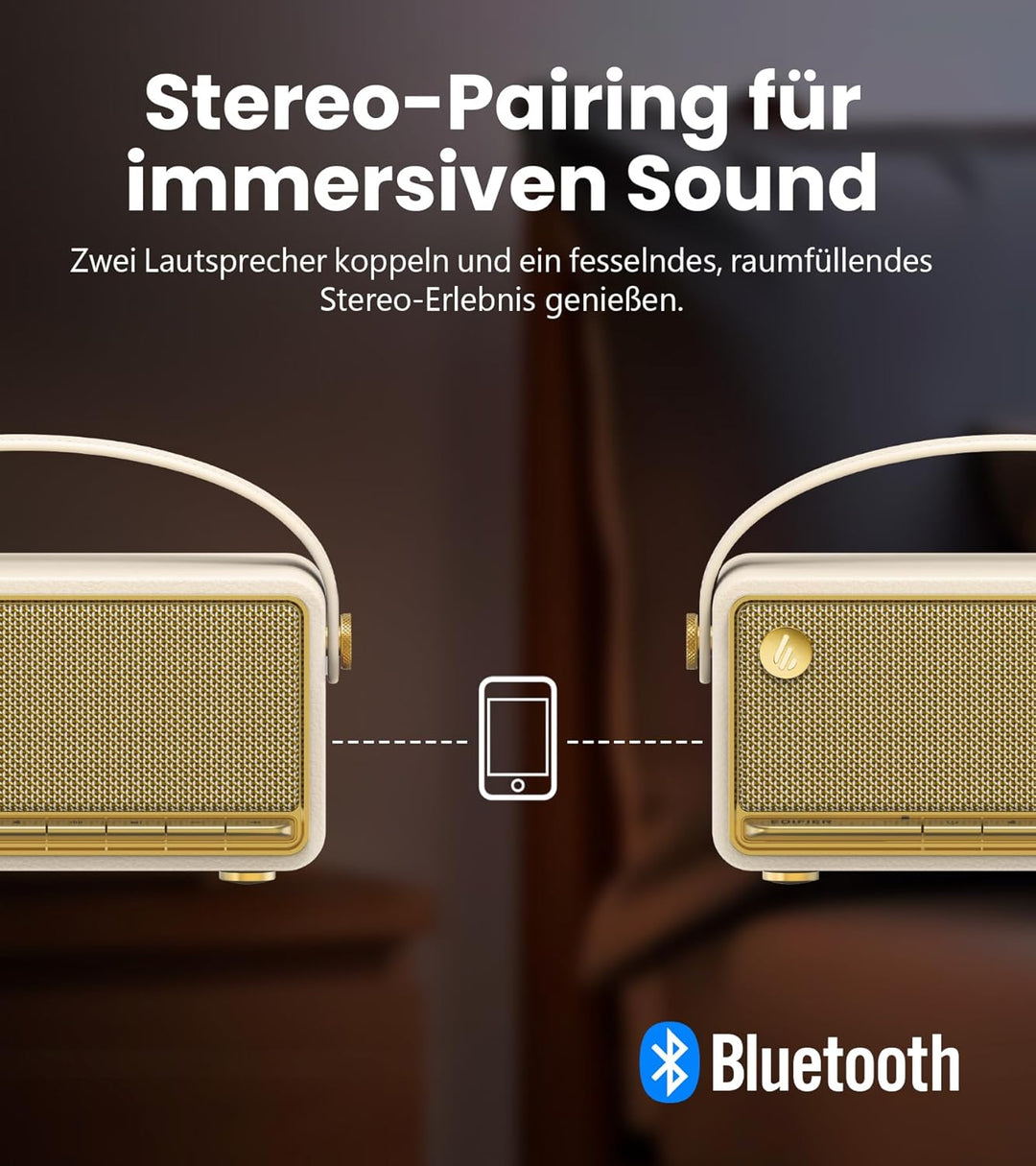 Edifier MP330 Tragbarer Bluetooth-Lautsprecher mit 40W RMS &amp; Hi-Res Audio, Elfenbein, Elfenbein