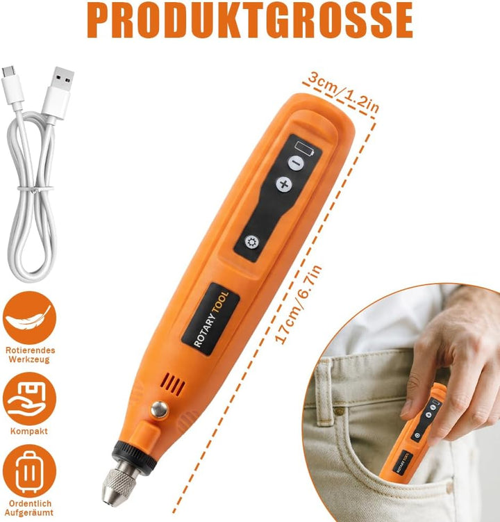 Mini Dremel Multifunktionswerkzeug mit LED, Rotationswerkzeug mit 8 Geschwindigkeiten, Multifunktion