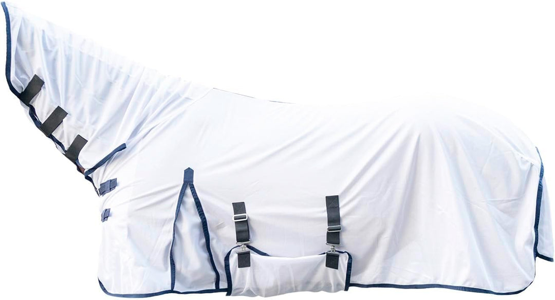 HKM 4057052161209 Fliegendecke -Lyon- Mit Halsteil1200 Weiss145 145 cm Weiss, 145 cm Weiss
