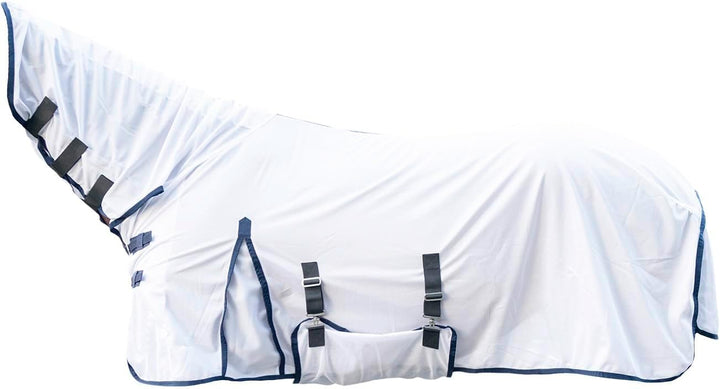 HKM 4057052161209 Fliegendecke -Lyon- Mit Halsteil1200 Weiss145 145 cm Weiss, 145 cm Weiss