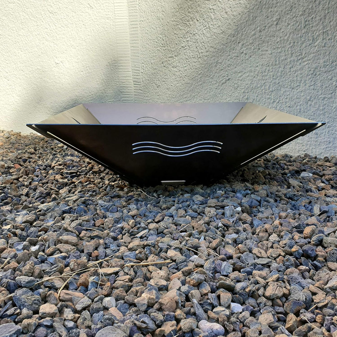 Feuerschale Fenit, demontierbare und steckbare Feuerschale (Motiv Welle Stahl), Motiv Welle Stahl