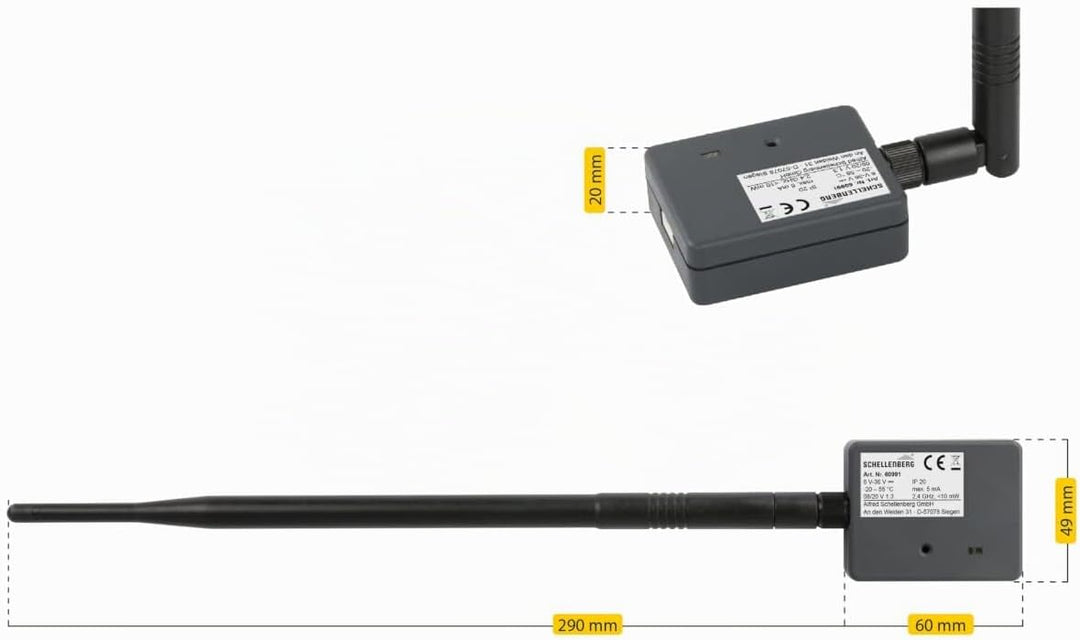 Schellenberg 60991 Garagentor Fernbedienung, universal Smartphone Garagentoröffner PLUS mit externer
