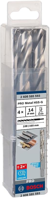 Bosch Accessories Bosch Professional 4x HSS-G Metallbohrer (für Metall, Ø 14 mm, Robust Line, Zubehö