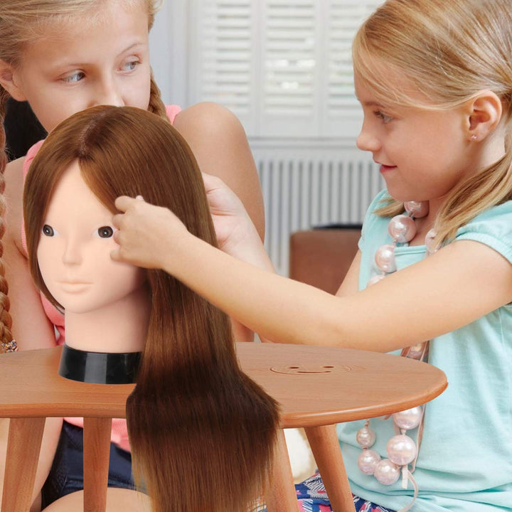 MYSWEETY 20” Übungskopf Frisierkopf Friseur 50% Echthaar Haar Perückenkopf Puppenkopf Übungskopf Fri