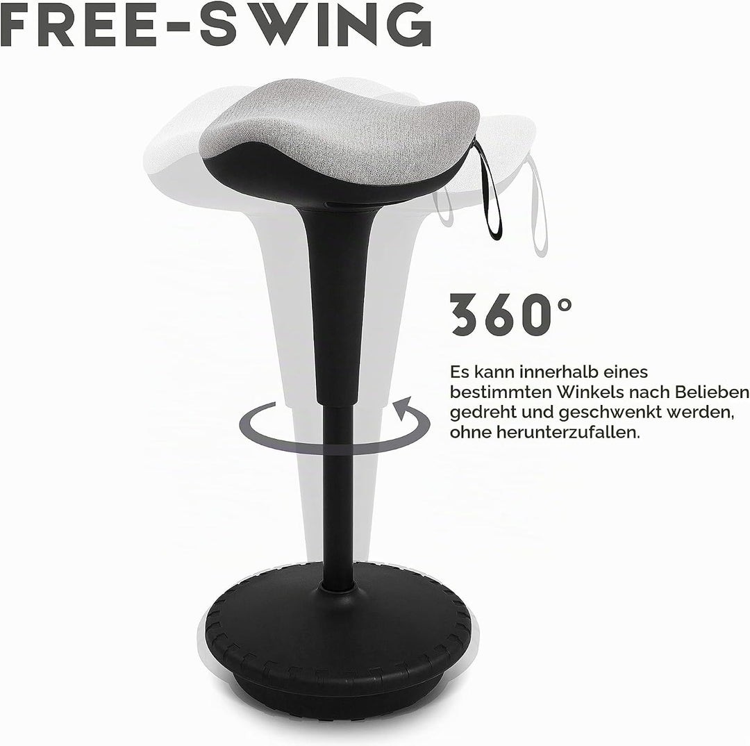 IWMH Ergonomischer Arbeitshocker, Hochverstellbare Stehhilfe, Atmungsaktiver Sitz-Steh-Hocker 360° D