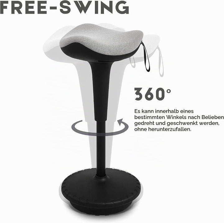 IWMH Ergonomischer Arbeitshocker, Hochverstellbare Stehhilfe, Atmungsaktiver Sitz-Steh-Hocker 360° D