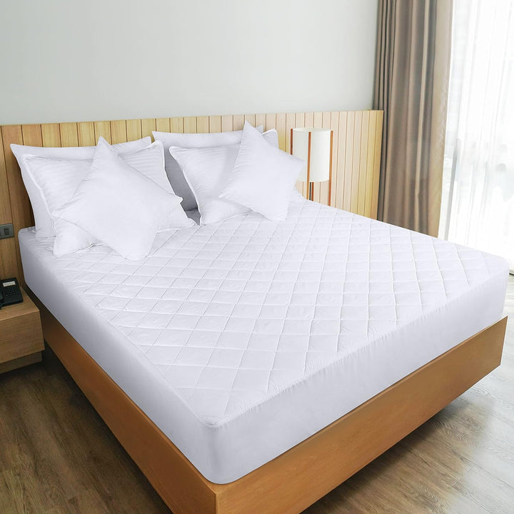 Utopia Bedding Gesteppte Matratzenauflage (Einzelbett), Matratzenbezug dehnbar bis 40,6 cm Höhe Weis