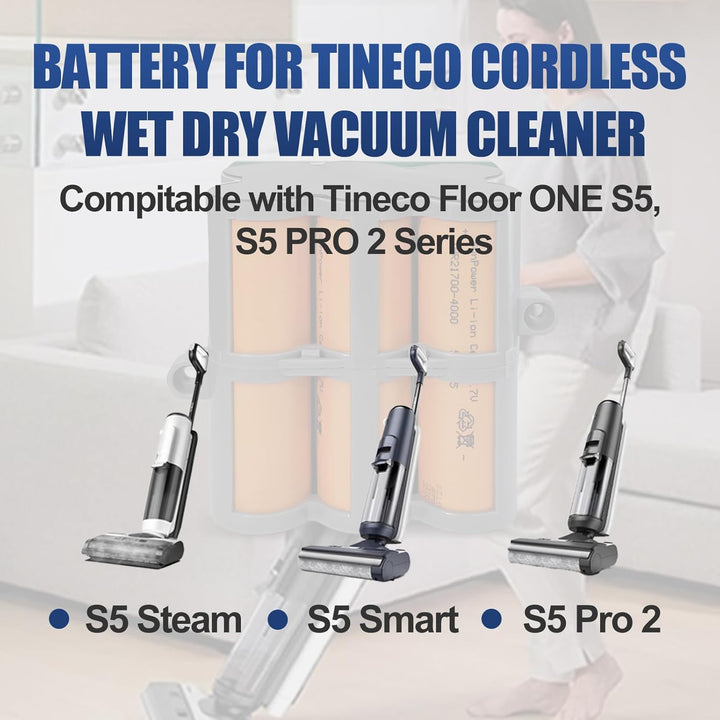 Relacement Akku für Tineco schnurlosen Nass- und Trockensauger, kompatibel mit Tineco Floor ONE S5,