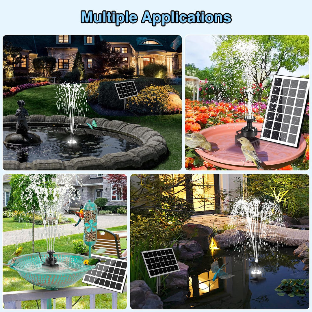 SZMP Solar Springbrunnen für aussen 2023 Upgraded,3.5W Solar Teichpumpe mit 8 DIY Effekte,16.4ft Net