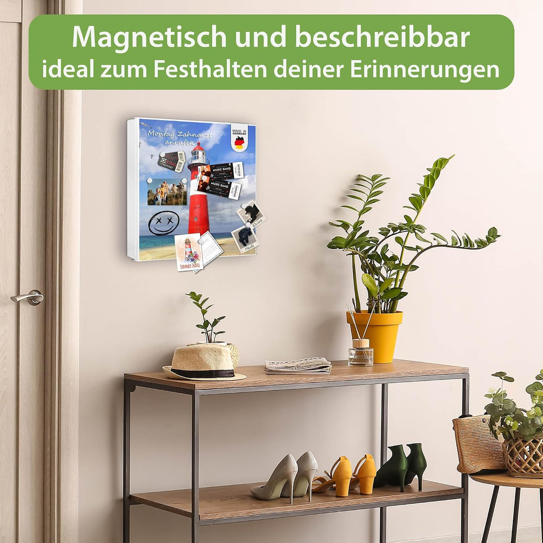 banjado® Grosser Schlüsselkasten Glas/Schlüsselbox 30cm x 30cm mit 50 Haken - Motiv Westkapelle/Schl