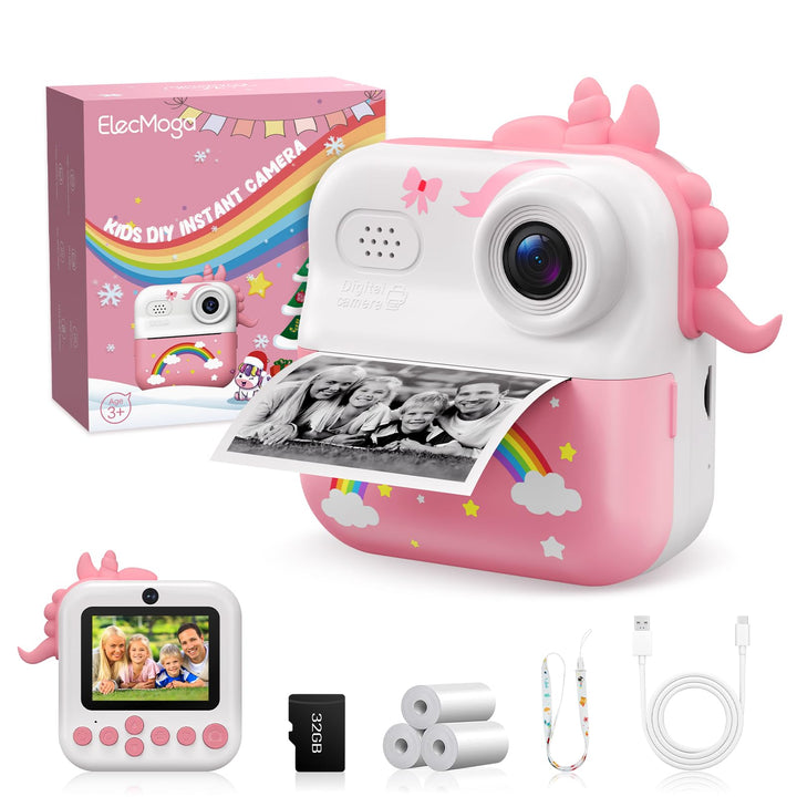 Sofortbildkamera Kinder, 48MP Kinderkamera 1080P HD 2,4 Zoll Bildschirm Digitalkamera mit 32GB Karte